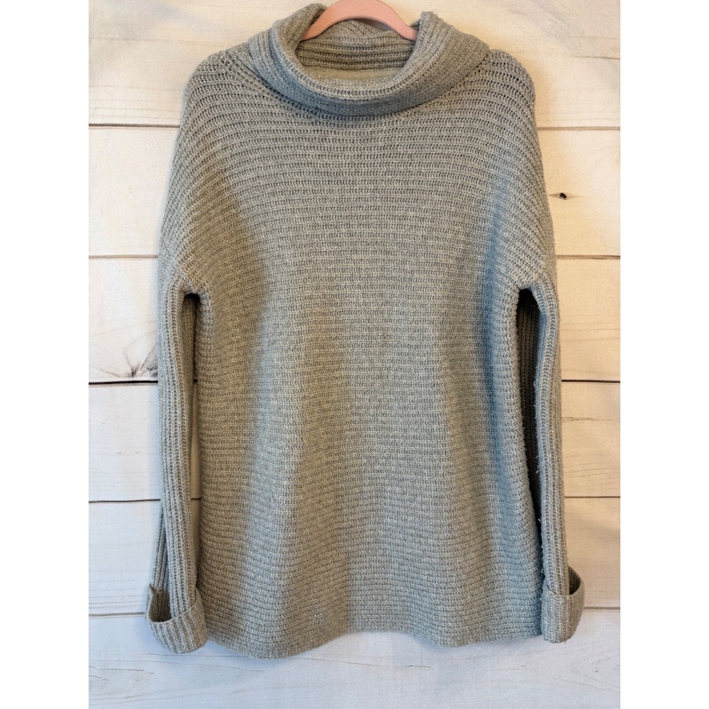 Pilcro and the Letterpress Cowl Neck Sweater Gray Ribbed Knit XS Anthropologie